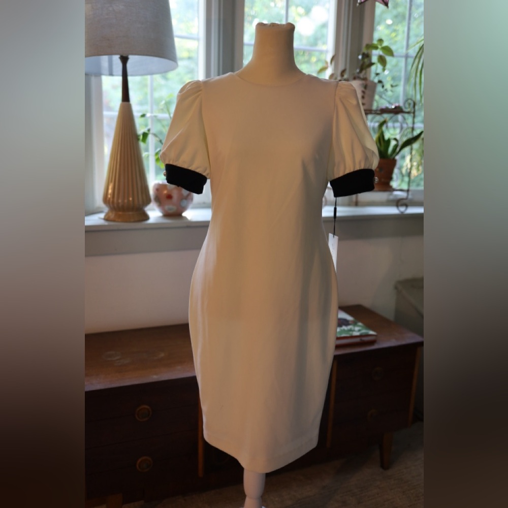 Calvin Klein White Dress with Black Accents